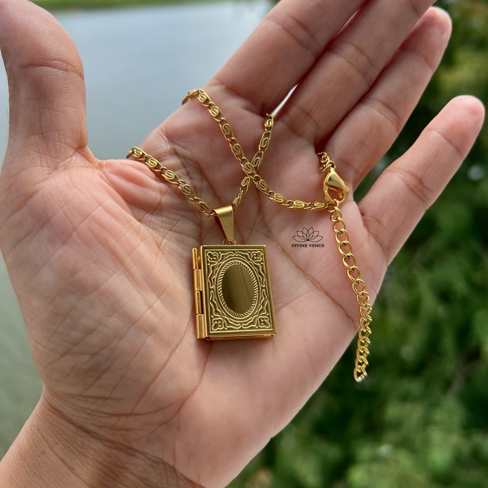 Book Locket Necklace | Gold Plated Stainless Steel | Handmade With Love 🫶🏼